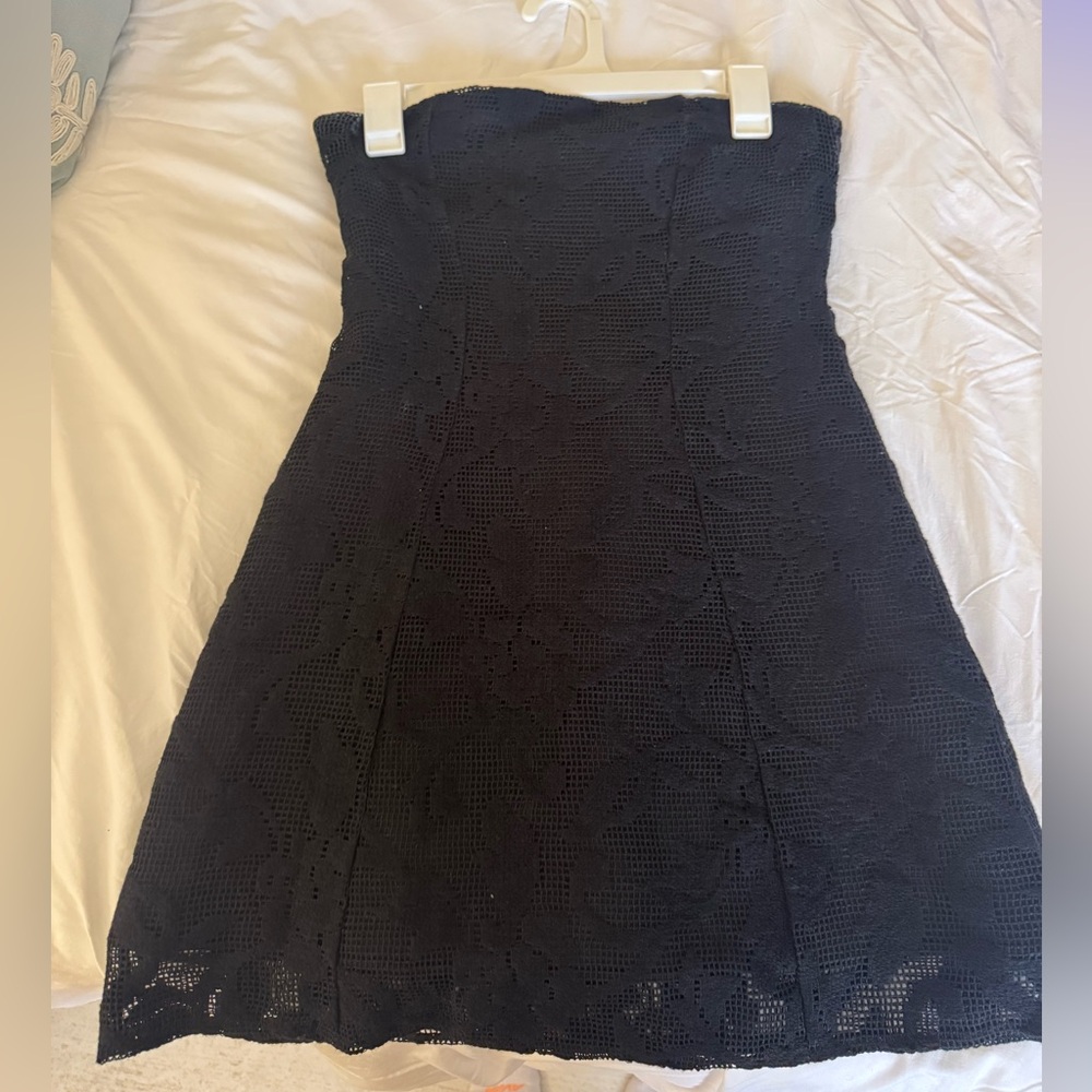 ASOS black mini dress with lace overlay